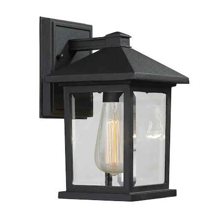 Z-Lite Portland 1 Light Outdoor Wall Light, Black & Clear Beveled 531S-BK